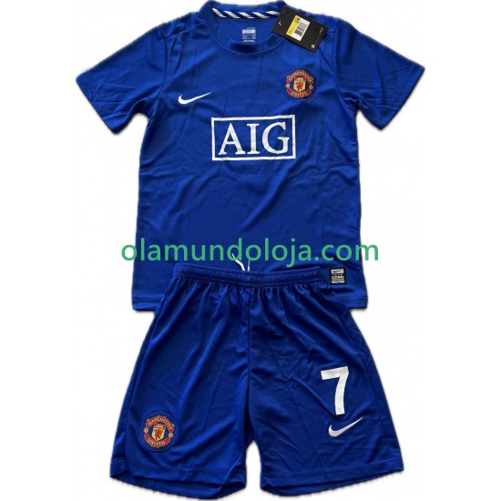 Camisola Manchester United Cristiano Ronaldo 7 2009 Retro Criança Equipamento Terceiro 2008 Manga Curta